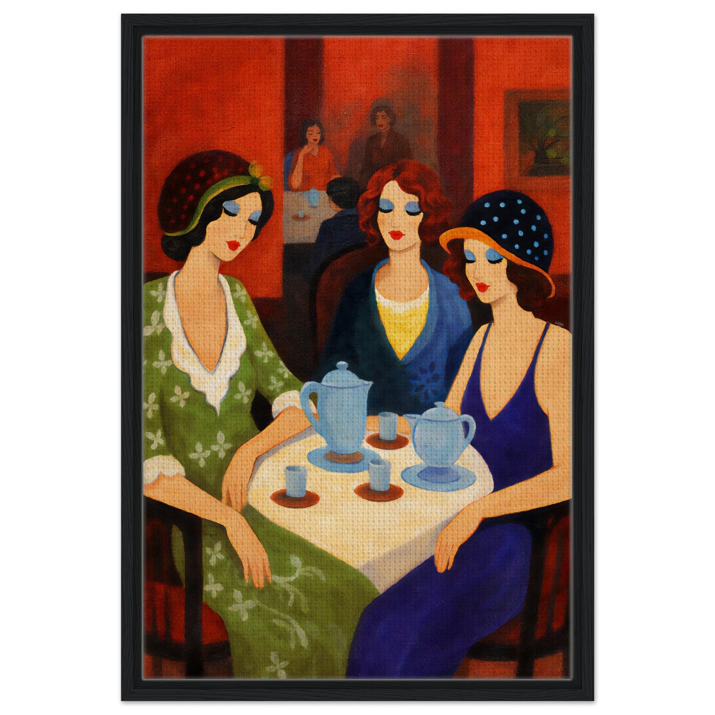 Tea Room Trio Framed Canvas Art-Deco 1920s-Inspired