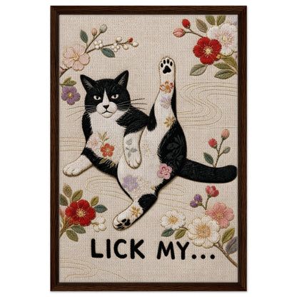 Lick My... Framed Canvas Embroidered-Style - Japanese Embroidery Style