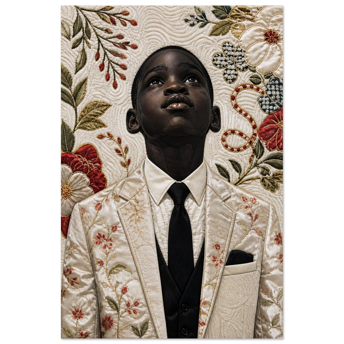 Titel Quilt-Inspired Textile-Collage Matte Paper Poster