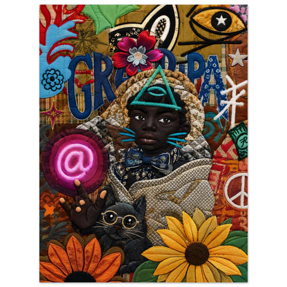 Neon Oracle Black Child Quilt-Inspired Matte Paper Poster - Bisa Butle