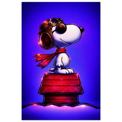 Aviator Dog Pop-Art Matte Paper Poster - Peanuts Flying Ace Style