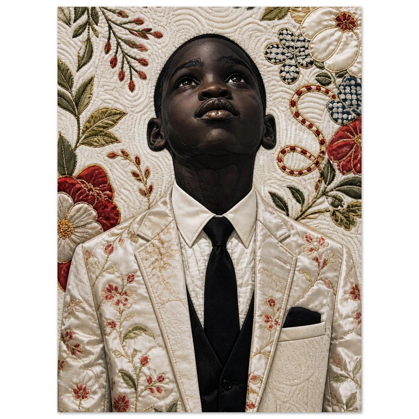Titel Quilt-Inspired Textile-Collage Matte Paper Poster