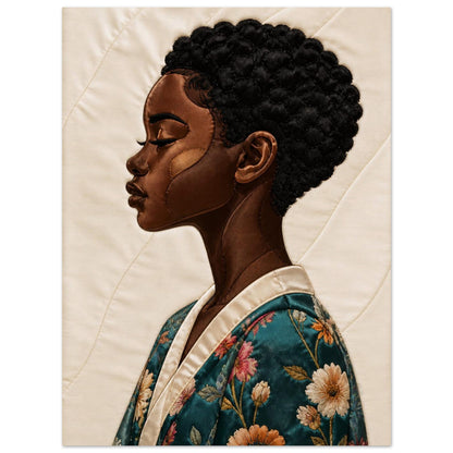Calm Bloom Quilted-Style Matte Poster in Bisa Butler Style
