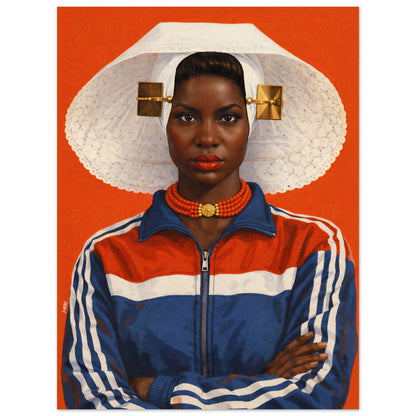 Zeeland Bonnet Portrait Afro-Dutch Matte Paper Poster
