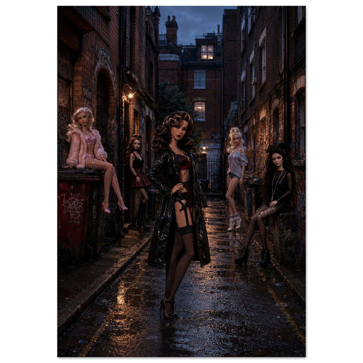 Midnight Doll Alley Gothic-Noir Museum Quality Matte Paper Poster