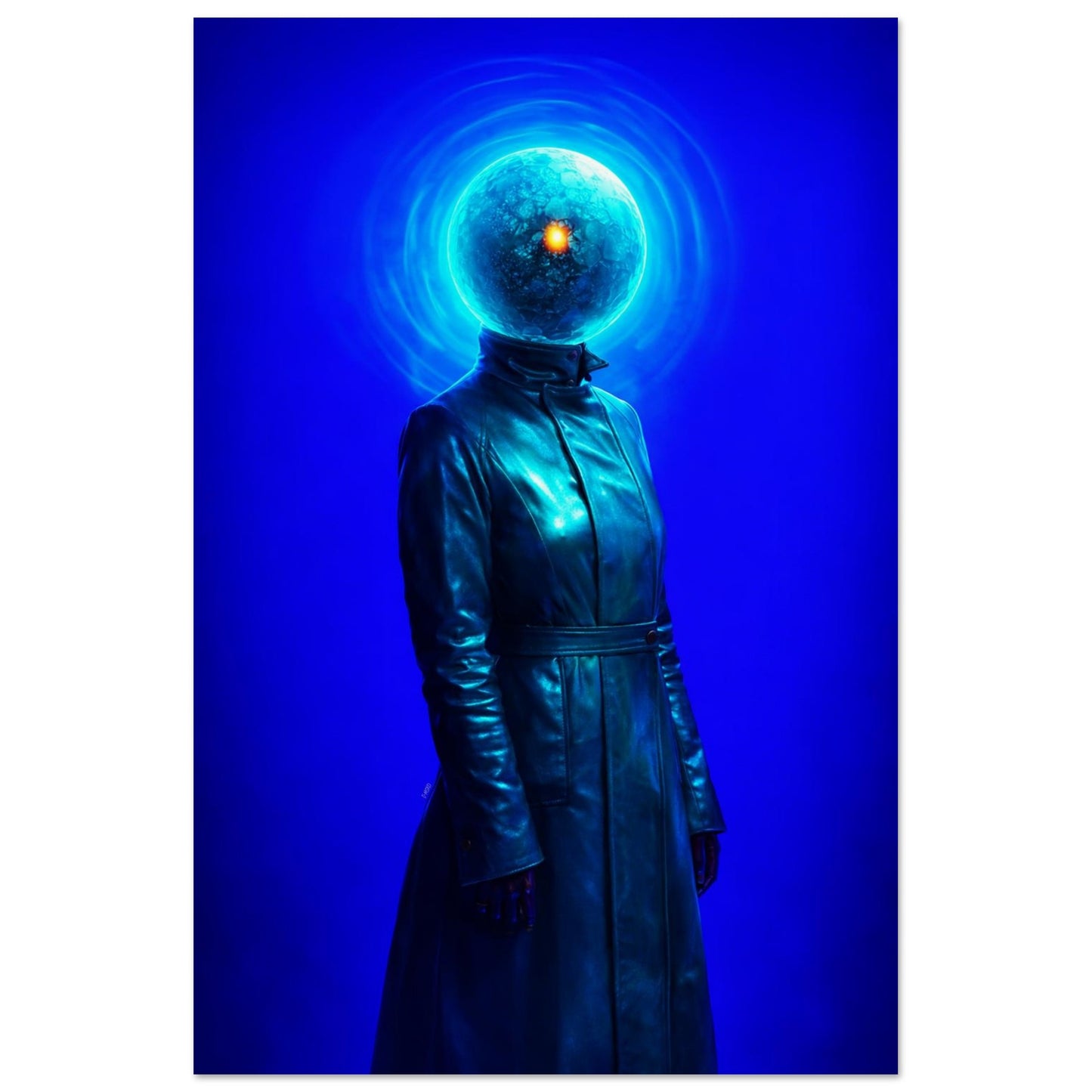 Surreal Celestial Portrait Matte Paper Poster Neon-Cyberpunk