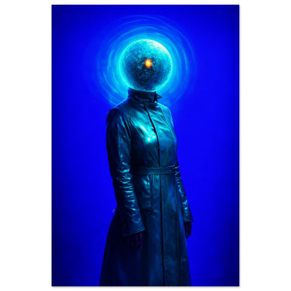 Surreal Celestial Portrait Matte Paper Poster Neon-Cyberpunk