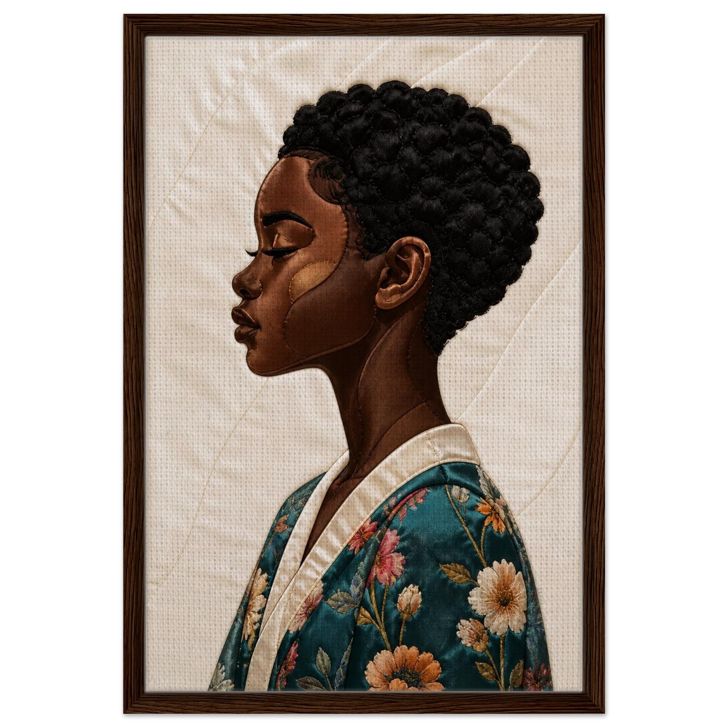 Calm Blossom Quilt-Inspired Matte Paper Poster - Bisa Butler Style