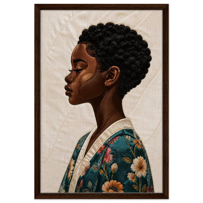 Calm Blossom Quilt-Inspired Matte Paper Poster - Bisa Butler Style