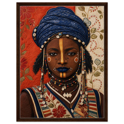Wadaabe Woman Framed Canvas Quilt-Inspired - Bisa Butler Style