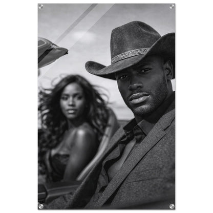 Western Noir Cinematic-Monochrome Acrylic Print - Film-Noir Style