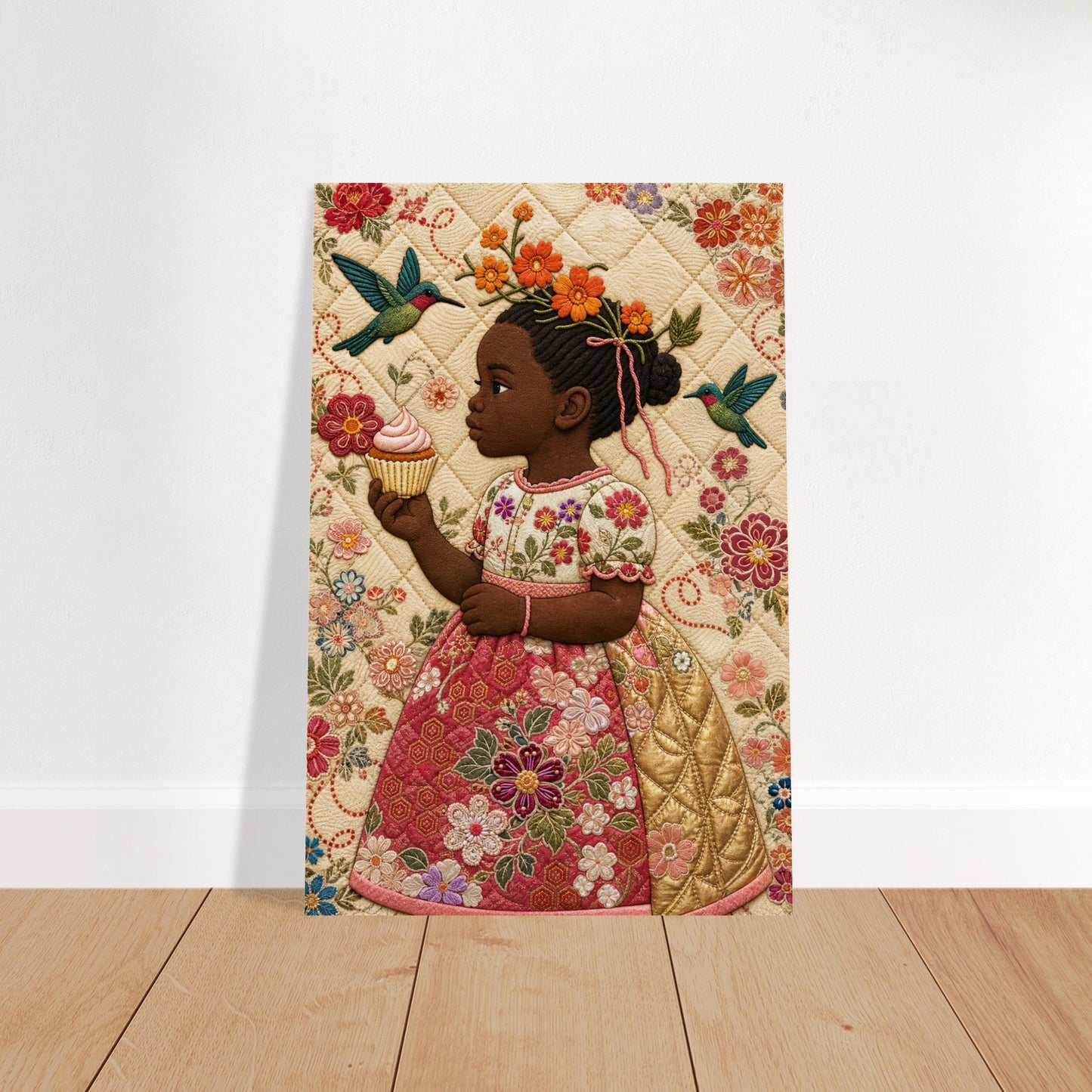 Petite Bloom Quilt-Inspired Matte Poster - Bisa Butler Style