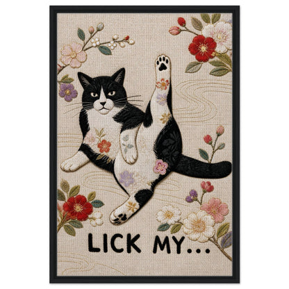 Lick My... Framed Canvas Embroidered-Style - Japanese Embroidery Style