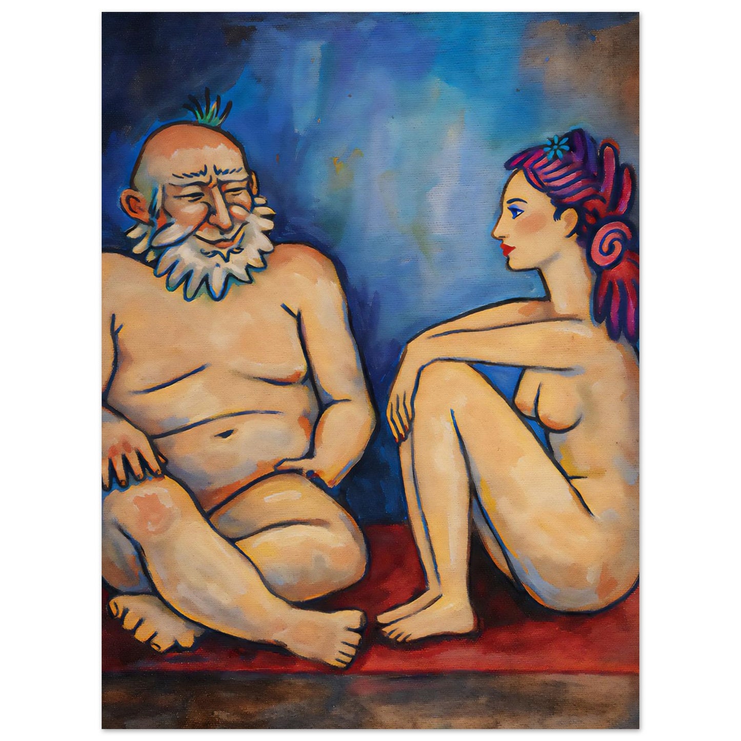 Blue Conversation Museum-Quality Painterly-Modern Matte Paper Poster