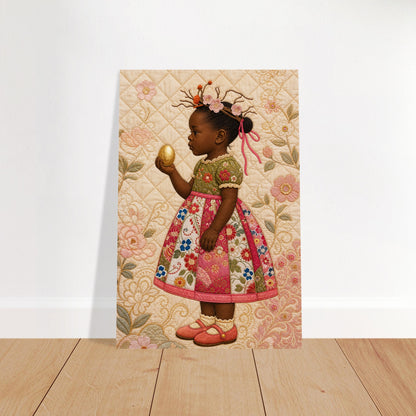 Golden Garden Quilt-Inspired Matte Paper Poster in Bisa Butler's Style