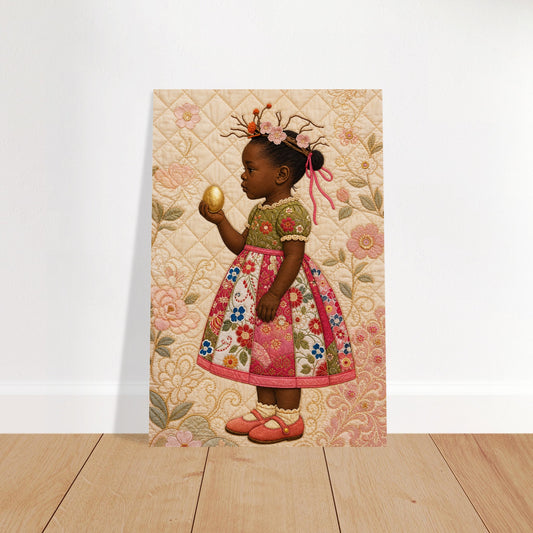 Golden Garden Quilt-Inspired Matte Paper Poster in Bisa Butler's Style