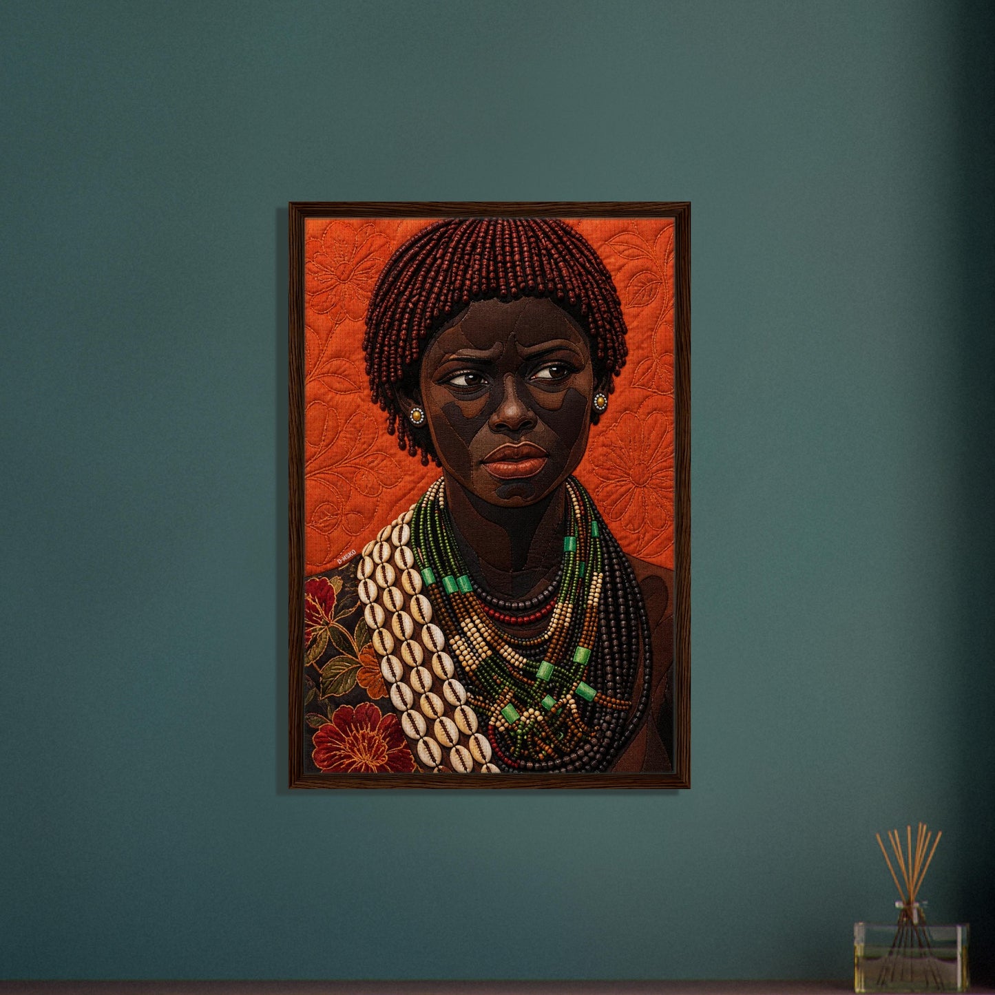 African Portrait Framed Canvas Quilt-Inspired - Bisa Butler Style
