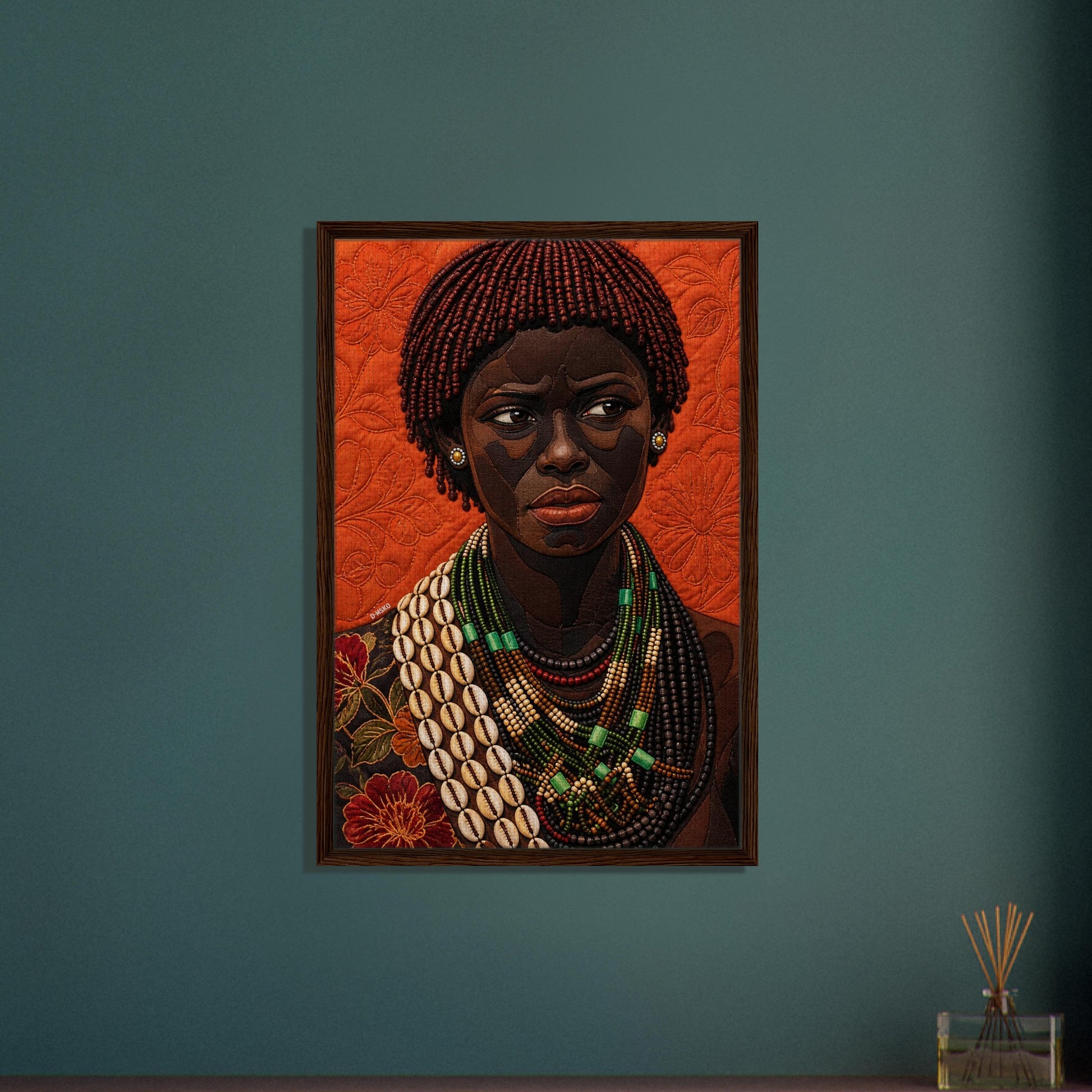 African Portrait Framed Canvas Quilt-Inspired - Bisa Butler Style