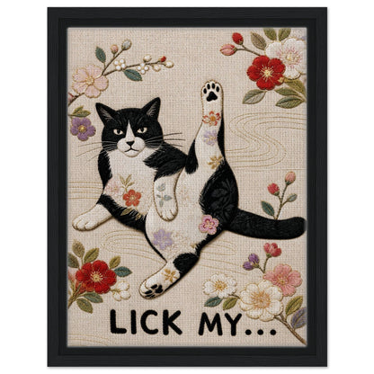 Lick My... Framed Canvas Embroidered-Style - Japanese Embroidery Style