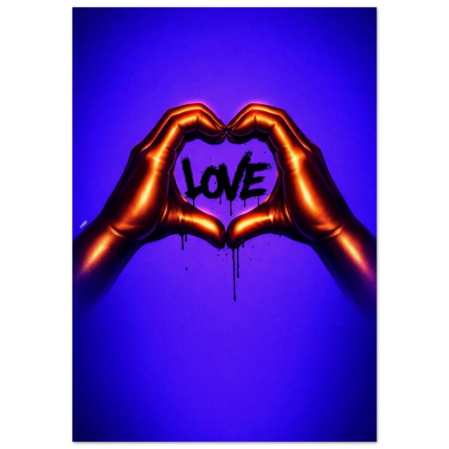 Black Love Hands Neon-Pop Museum-Quality Matte Paper Poster