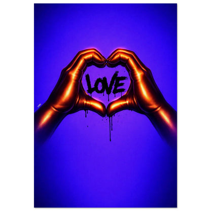 Black Love Hands Neon-Pop Museum-Quality Matte Paper Poster