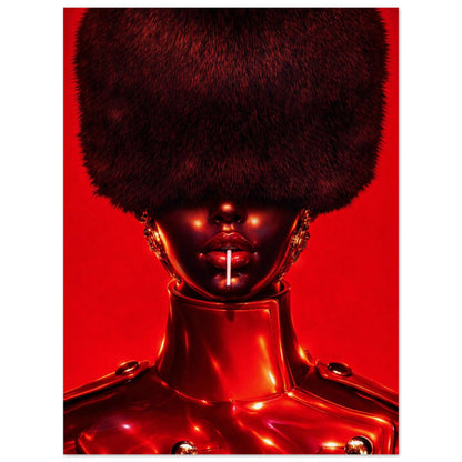 Red Eclipse Black Woman Matte Paper Poster Avant-Garde - Afrofuturism