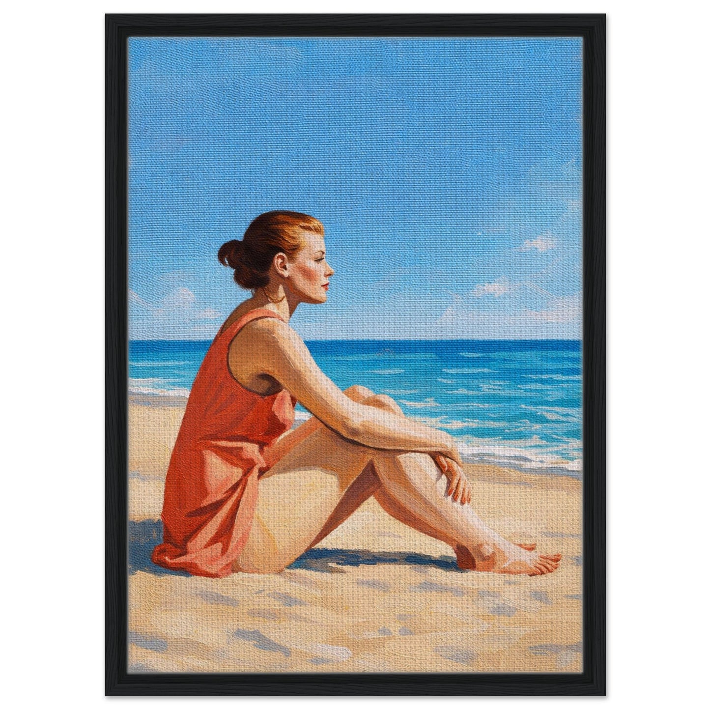 Seaside Stillness Framed Canvas Coastal-Serene - Impressionist Style