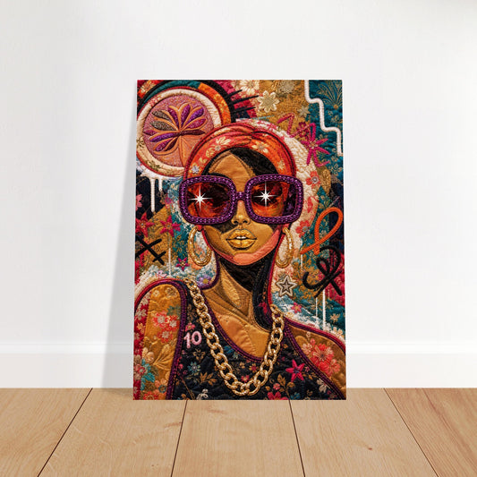 Golden Shades Quilt-Inspired Matte Paper Poster - Bisa Butler Style