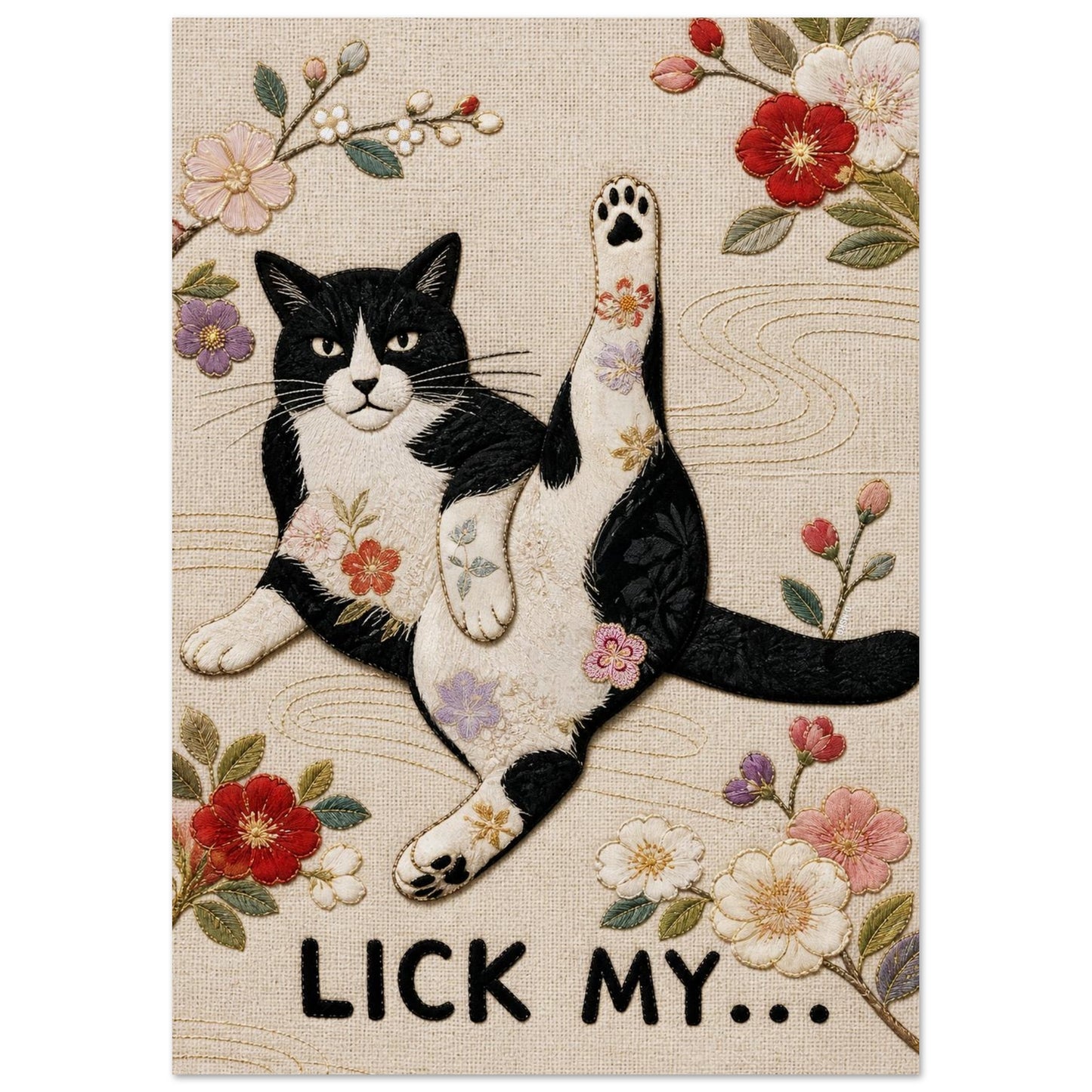 Lick My... Textile-Inspired Matte Paper Poster - Japanese Kimono Style