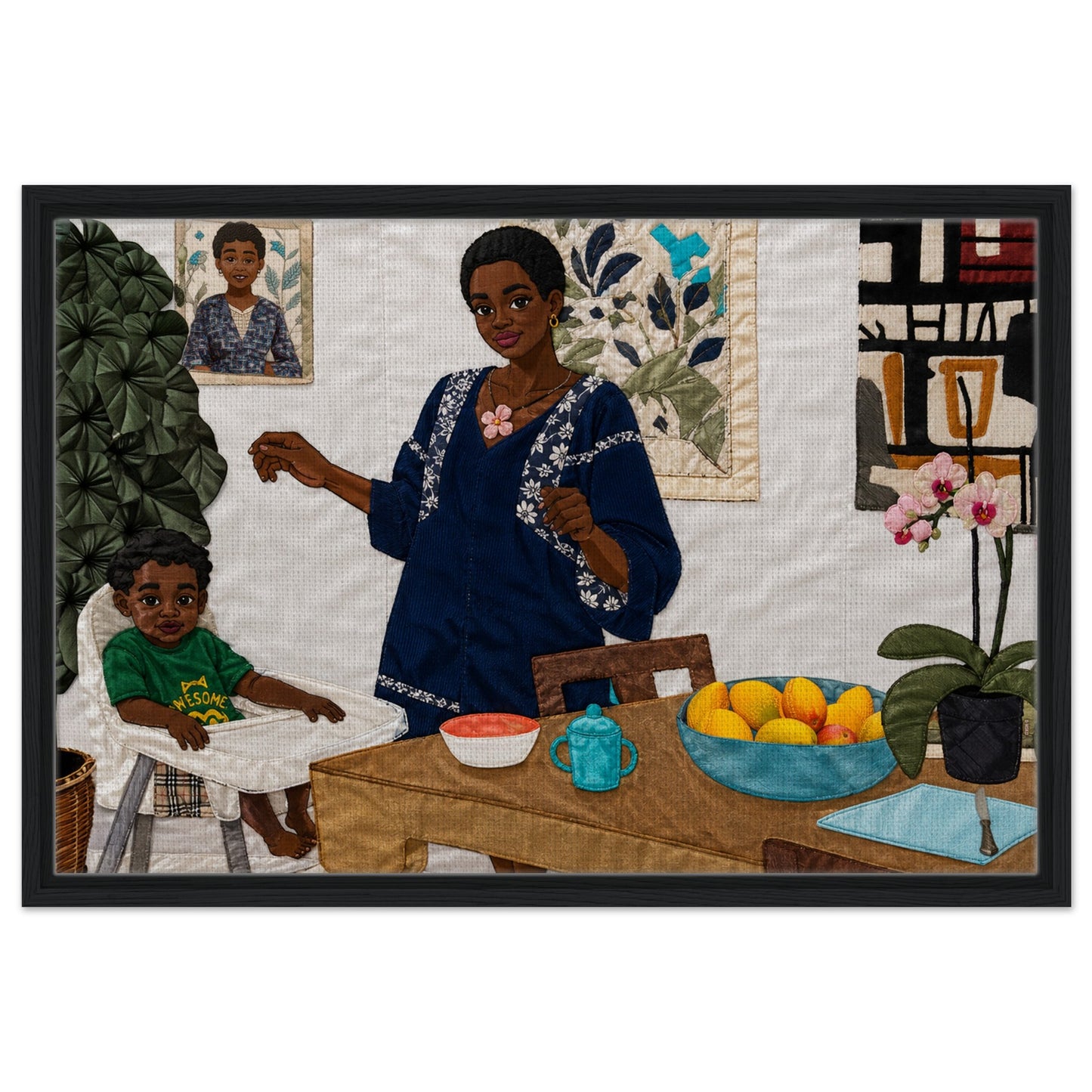 Mother’s Table Framed Canvas Quilt-Inspired - Bisa Butler Style