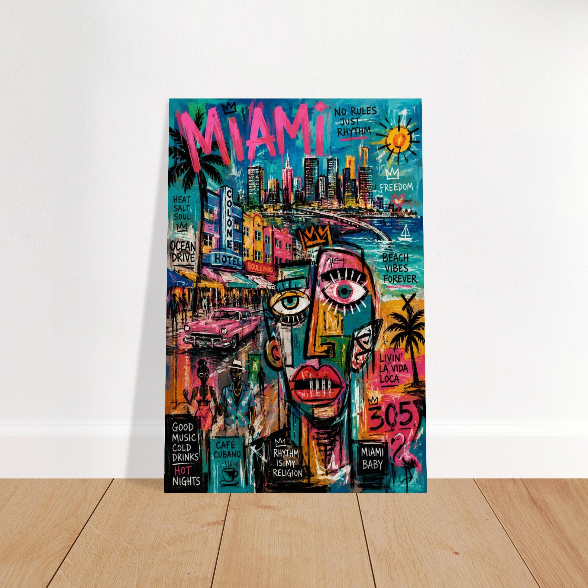 Miami Rhythm 305 Museum-Quality Street-Art Matte Paper Poster