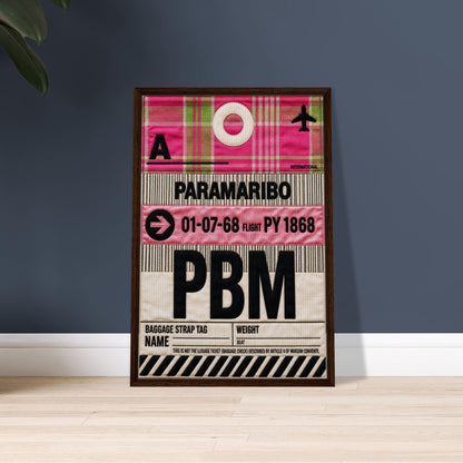 Pink Paramaribo PBM Framed Canvas Quilted-Style Airport-Code