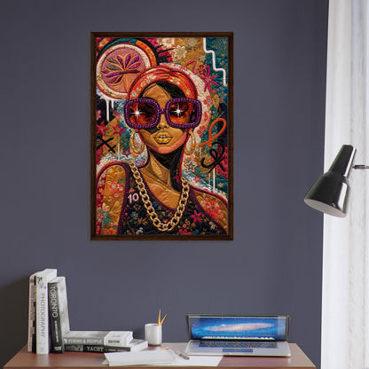 Golden Shades Framed Canvas Quilt-Inspired Afrocentric