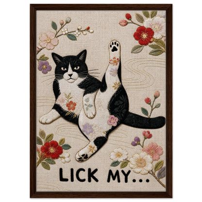 Lick My... Framed Canvas Embroidered-Style - Japanese Embroidery Style