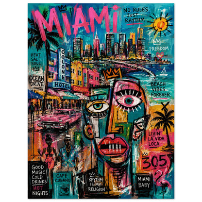 Miami Rhythm 305 Museum-Quality Street-Art Matte Paper Poster