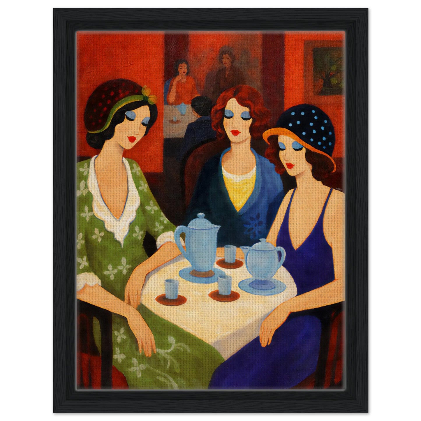 Tea Room Trio Framed Canvas Art-Deco 1920s-Inspired