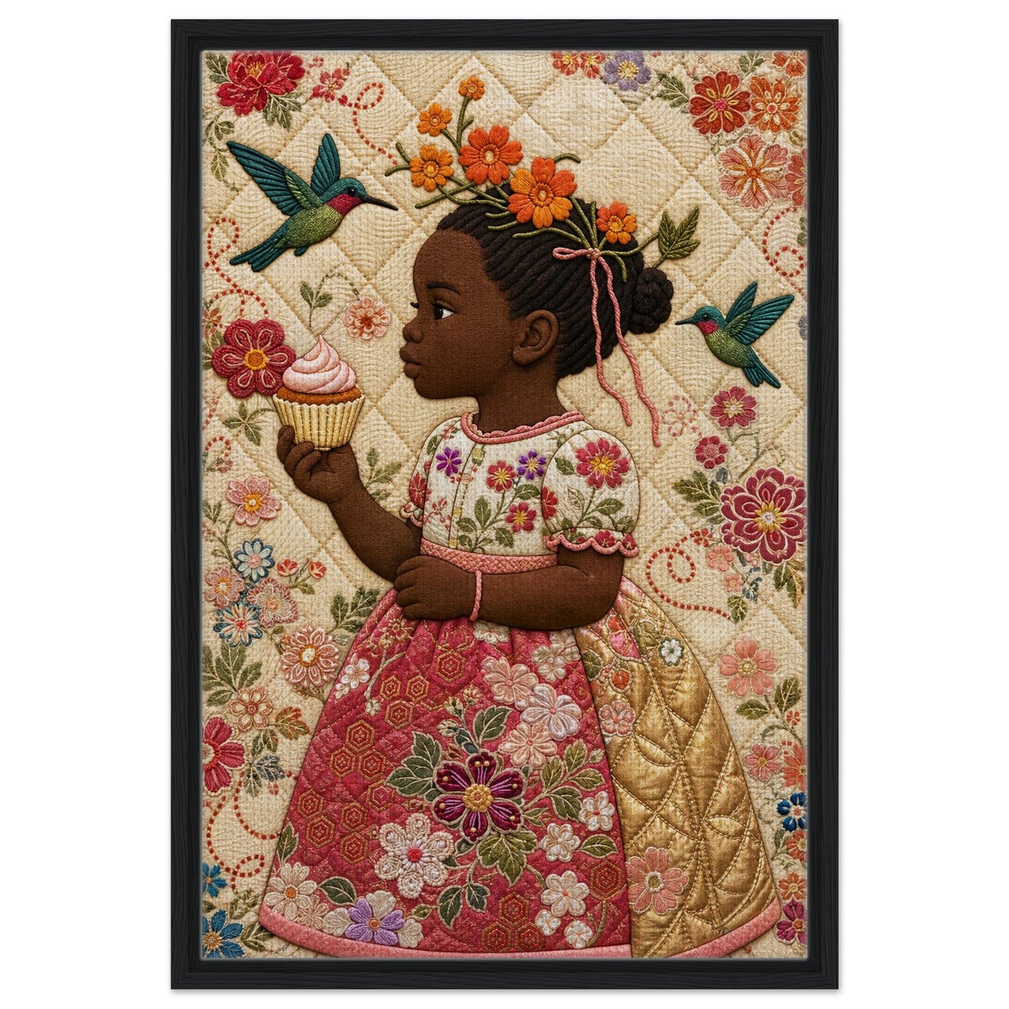 Little Bloom Quilted-Style Museum-Quality Matte Paper Poster