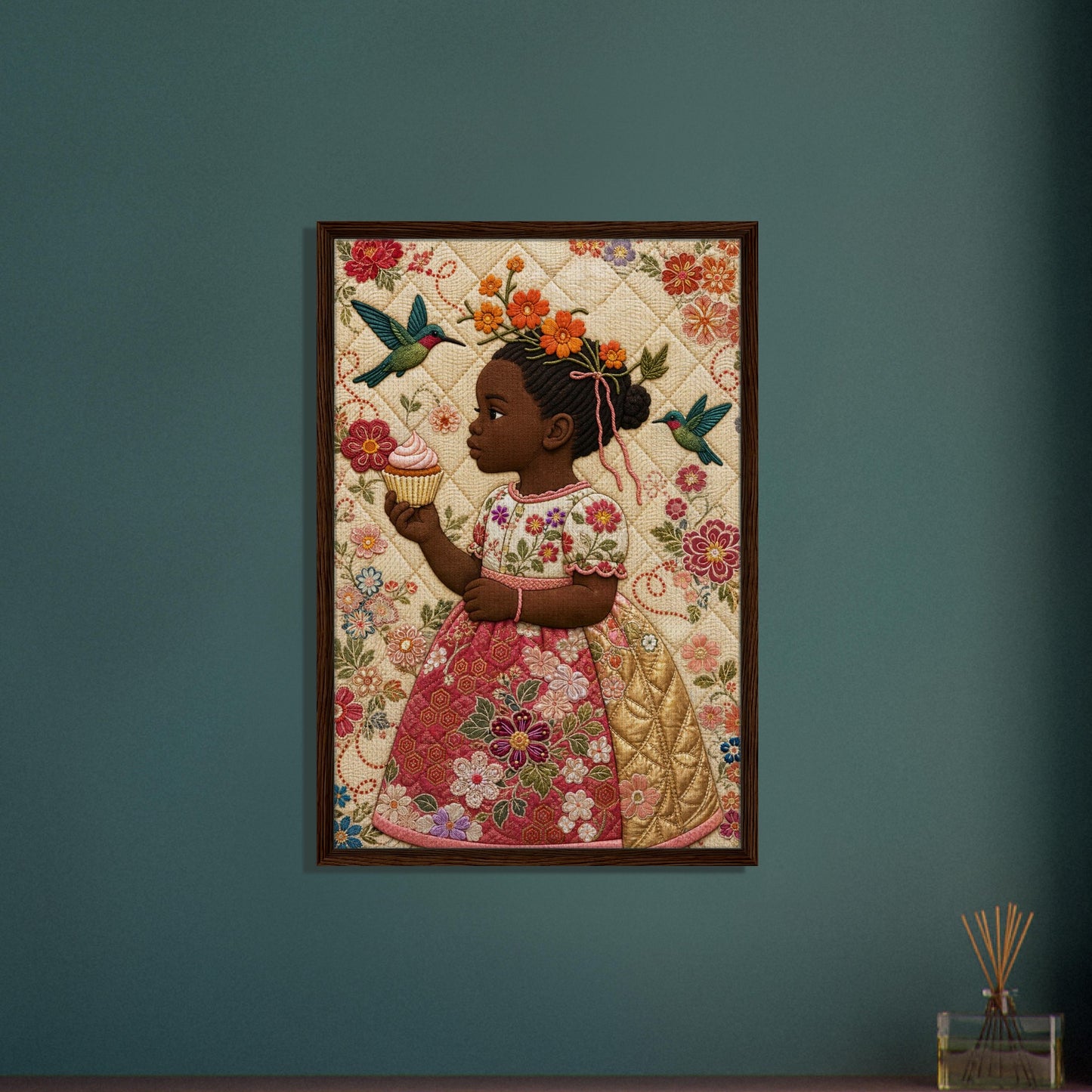 Little Bloom Quilted-Style Museum-Quality Matte Paper Poster