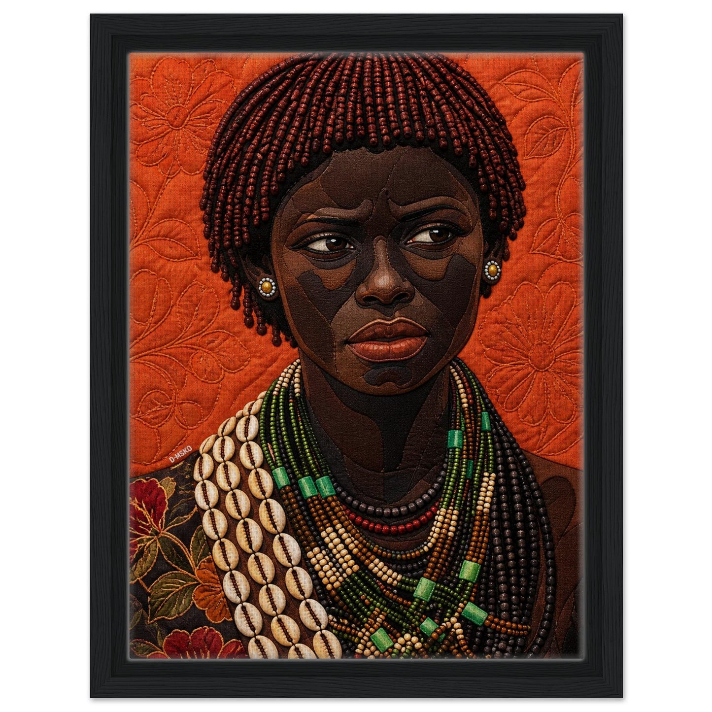 African Portrait Framed Canvas Quilt-Inspired - Bisa Butler Style