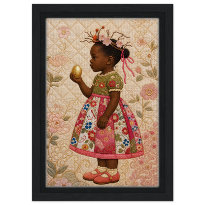 Golden Garden Matte Paper Poster: Quilt-Inspired, in Bisa Butler Style