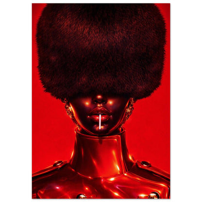 Red Eclipse Black Woman Matte Paper Poster Avant-Garde - Afrofuturism