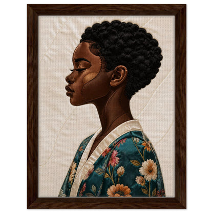 Calm Blossom Quilt-Inspired Matte Paper Poster - Bisa Butler Style