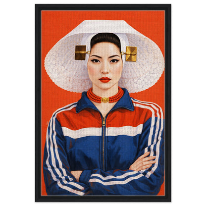 Zeeland Bonnet Dutch Costume Framed Canvas Mixed-Cultural Portrait