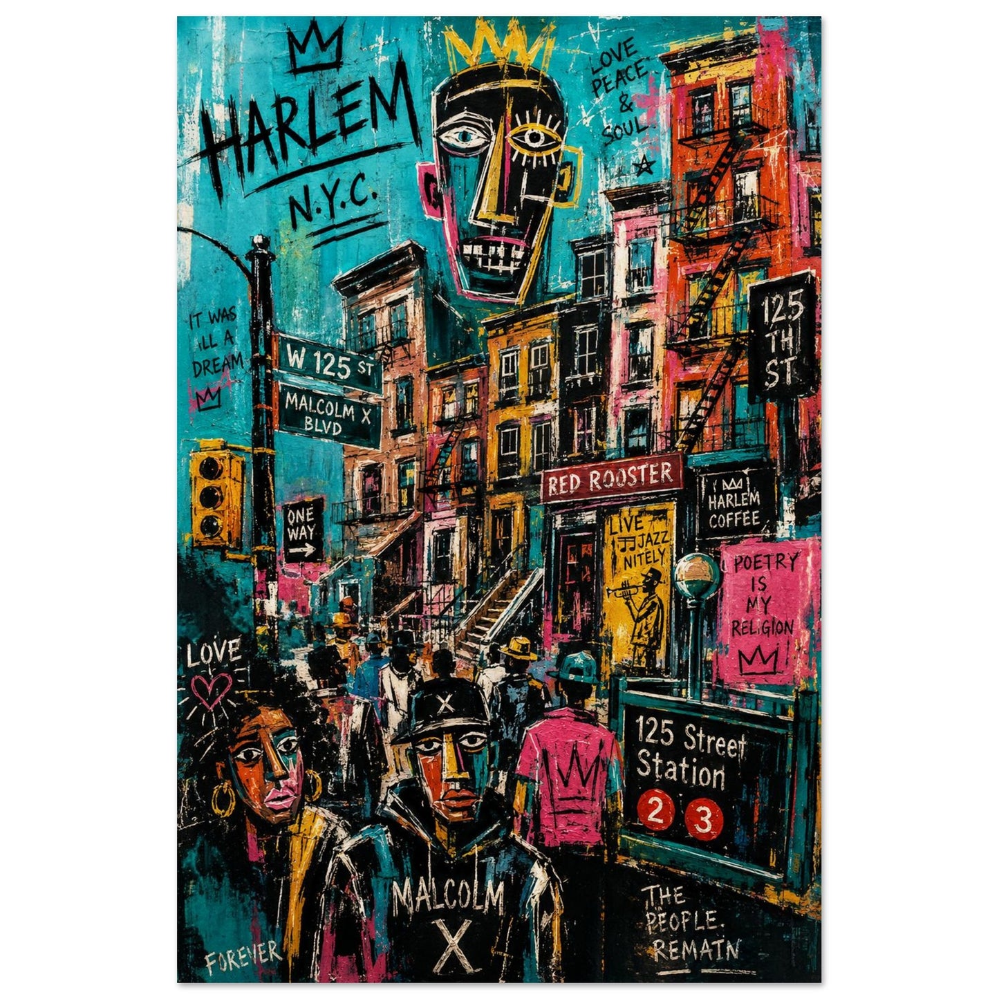 Harlem Rhythm 125 Street-Art Matte Paper Poster - Pop Art Style
