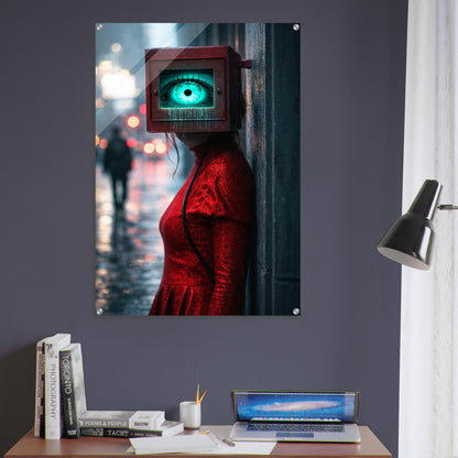 Neon Watcher Acrylic Print Cyberpunk-Surreal Photorealistic