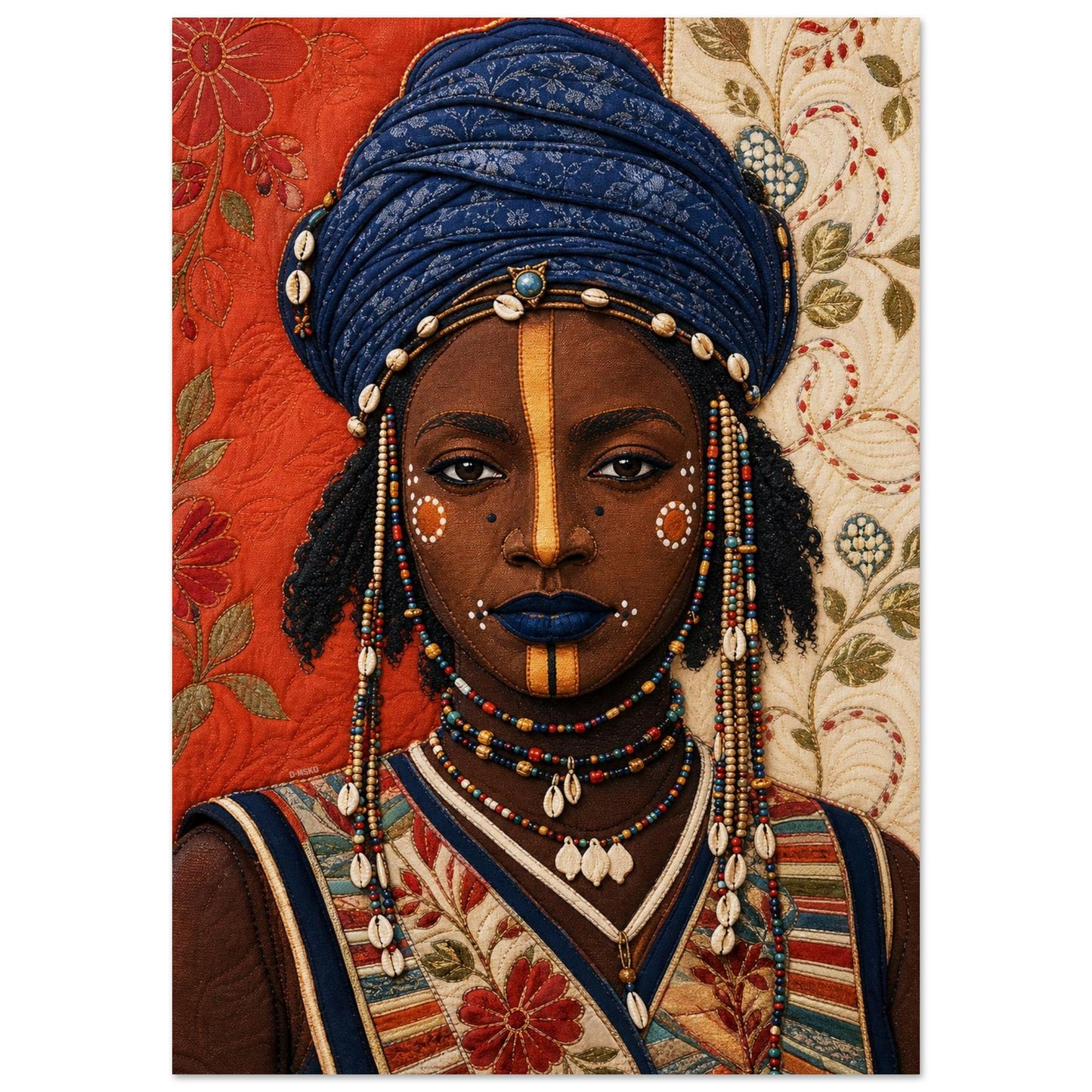 Wadaabe Woman Quilted-Style Matte Paper Poster - Bisa Butler Style