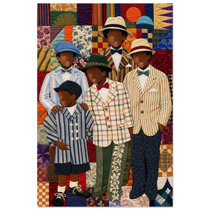 Dapper Brothers Patchwork Matte Paper Poster - Bisa Butler Style