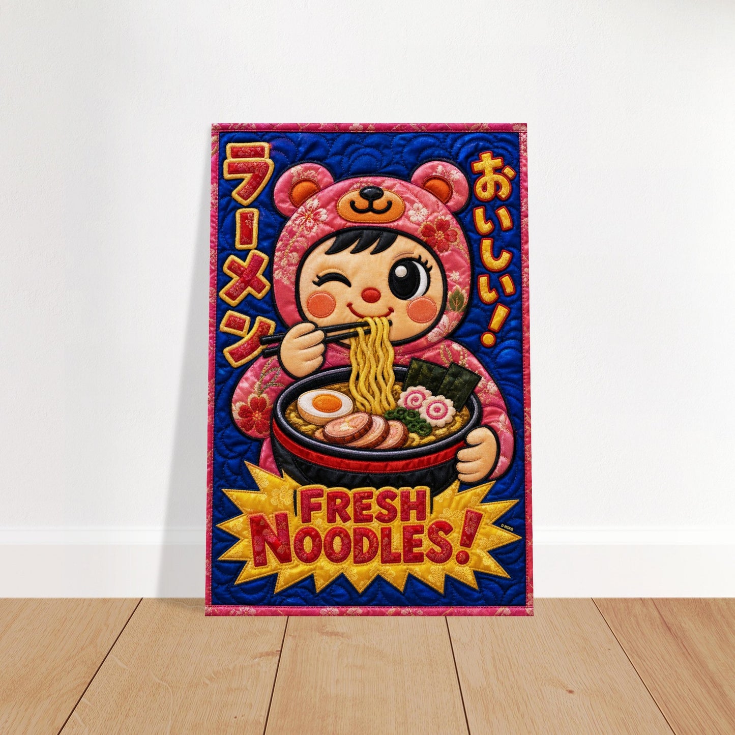 Fresh Noodles Quilted-Style Matte Paper Poster - Kawaii Style