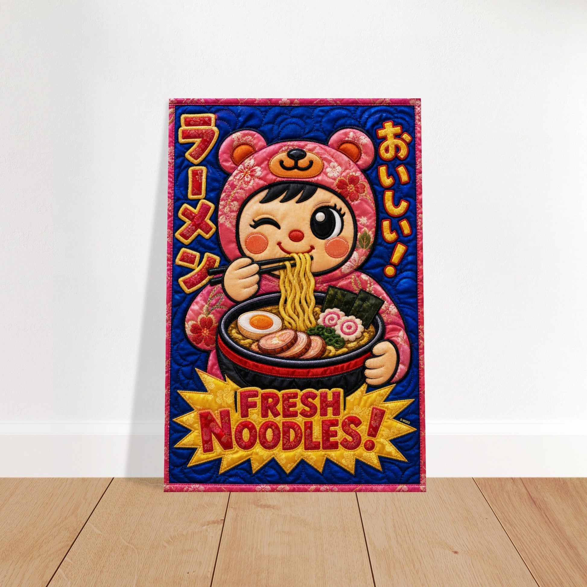 Fresh Noodles Quilted-Style Matte Paper Poster - Kawaii Style