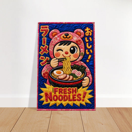 Fresh Noodles Quilted-Style Matte Paper Poster - Kawaii Style